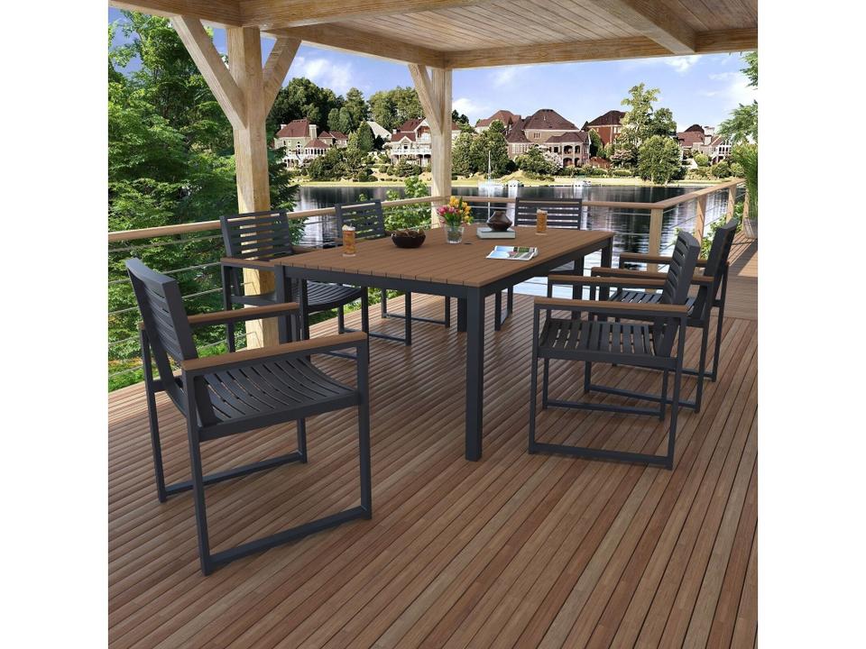 6 Seater 72 x 41 Rectangular Dining Set with Seashell Wicker