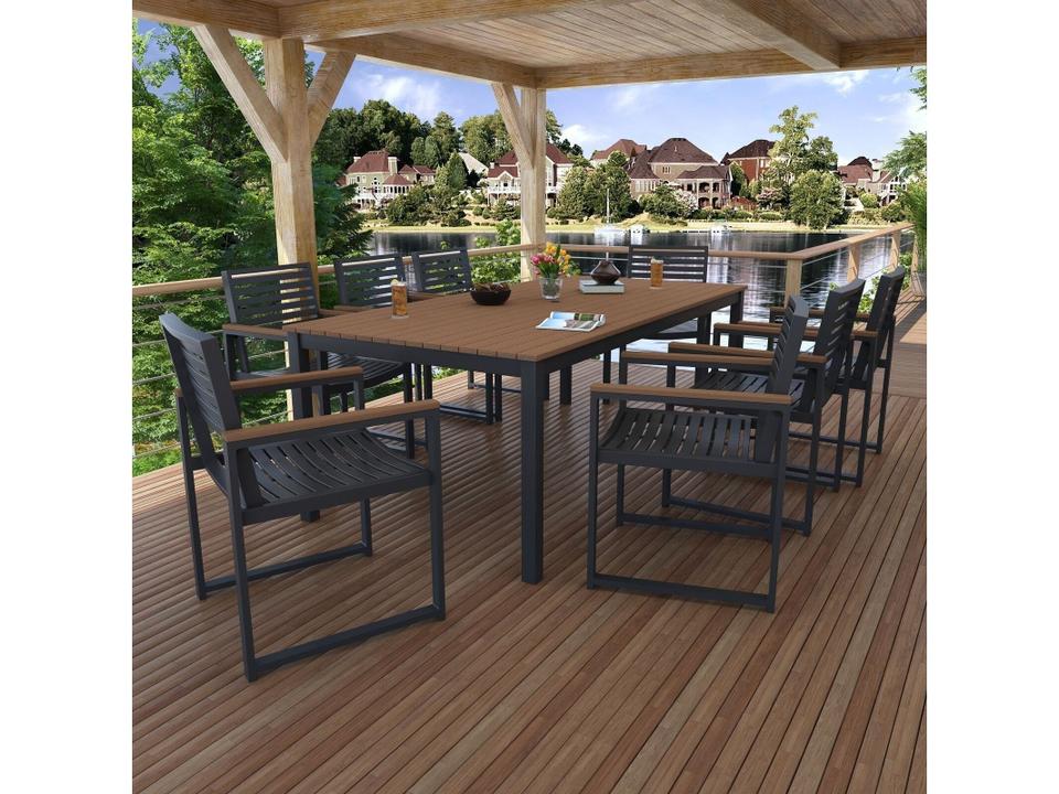 Ravello 8 Seater Rectangular Dining Set with Seashell Tangent Arms & Top