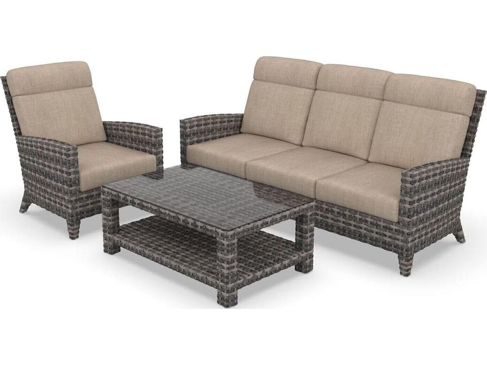 Cavalier Wicker 3 Piece Sofa Conversation Set