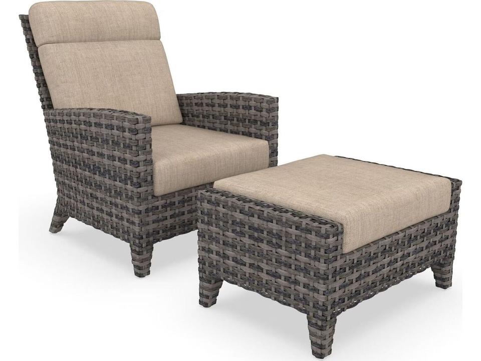 Cavalier Wicker 2 Piece Lounge Chair and Ottoman Set