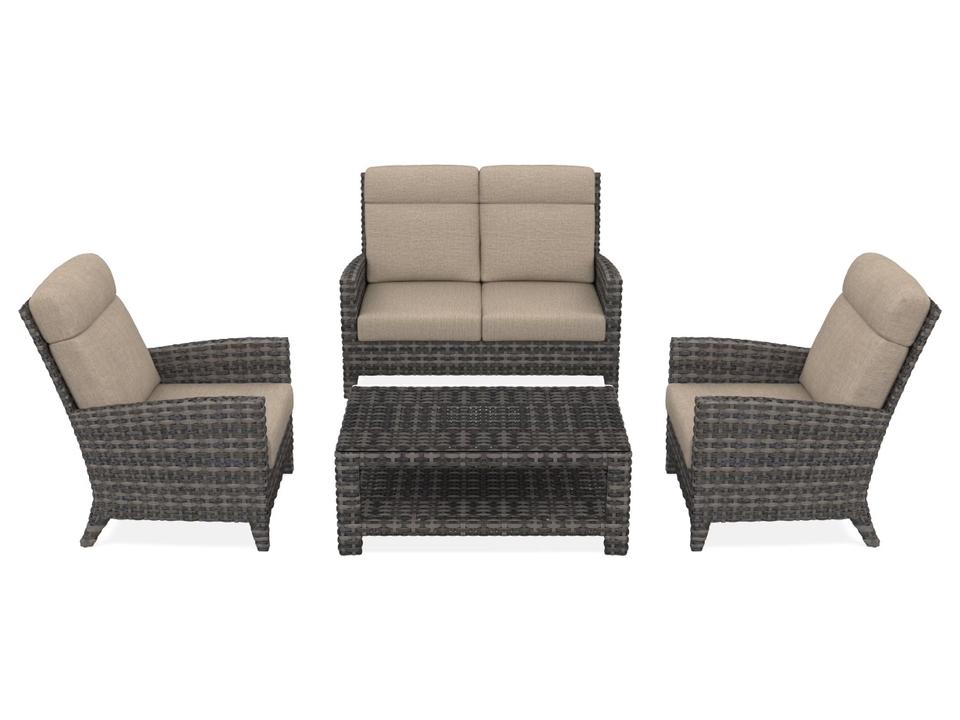 Cavalier Wicker 4 Piece Loveseat Conversation Set