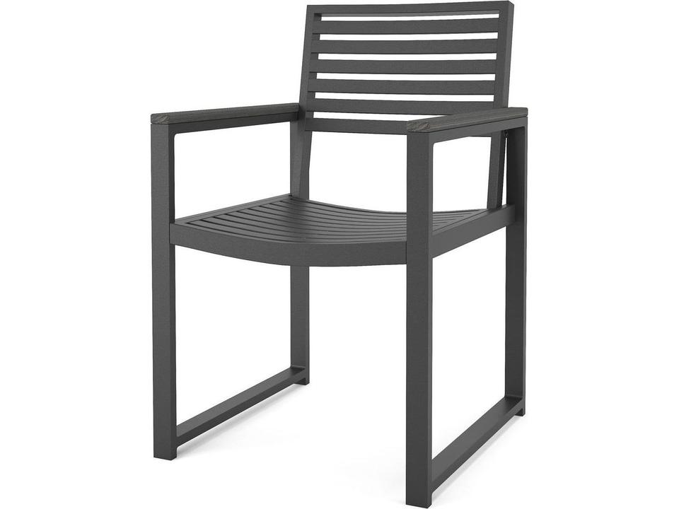 Hanover Aluminum Dining Armchair Dark Gray with Coastal Gray Arms