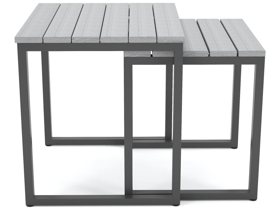 Hanover Slat Aluminum Brown Nesting Tables