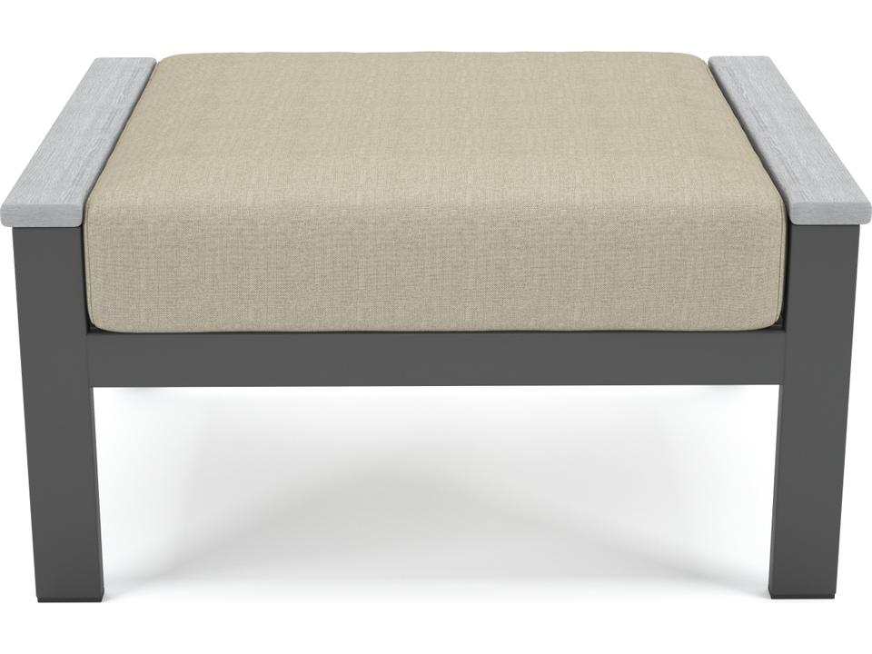 Hanover Slat Aluminum Ottoman with PolyTuf Arm in Gray