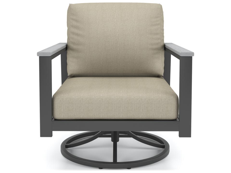 Hanover Slat Aluminum Swivel Rocker Lounge Chair with Polytuf Arm