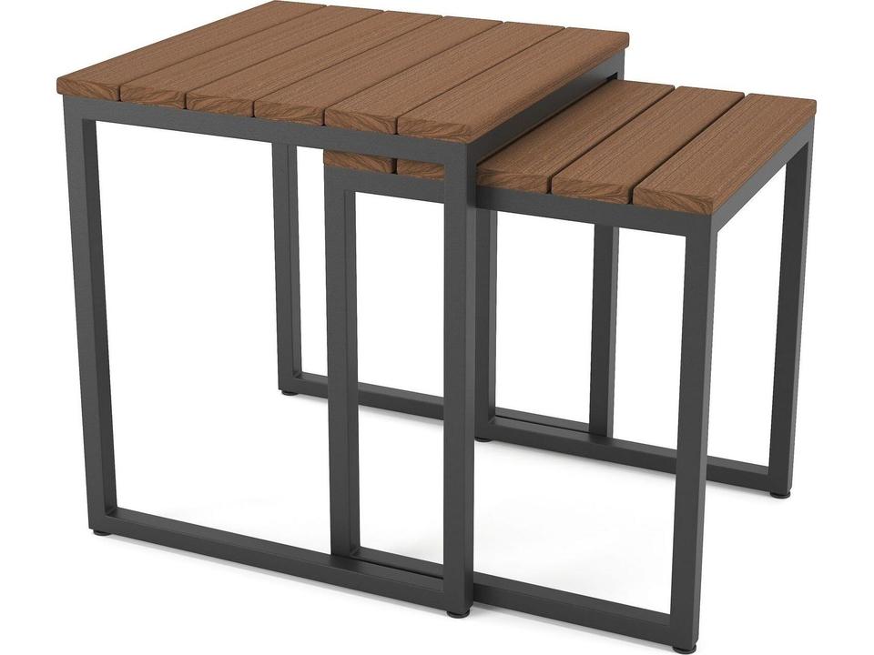 Hanover Slat Dark Gray Nesting End Tables in Antique Mahagony Tangent Top