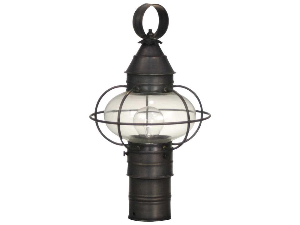 Caged Onion 1-Light Outdoor Post Light in Solid Brass