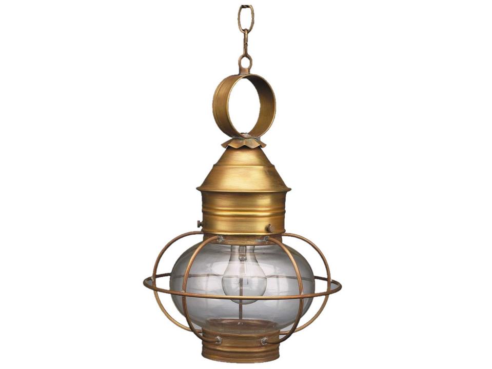 Onion 1-Light Caged Hanging Light in Solid Brass or Copper