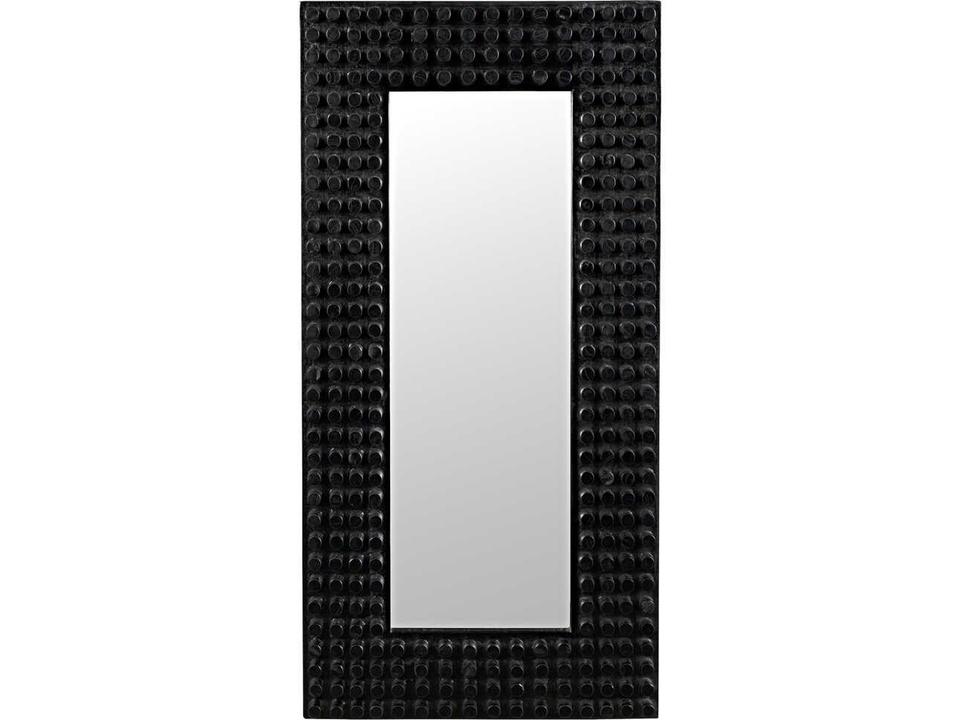 Faustus Charcoal Black Rectangular Wall Mirror Sungkai Wood