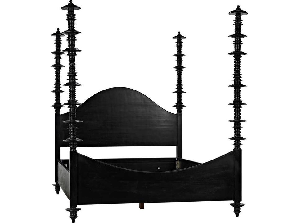 Ferret Eastern King Hand Rubbed Black Mahogany Poster Bed