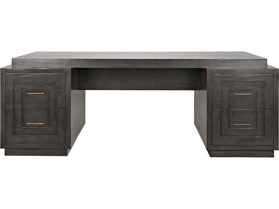 Mentor Desk Pale Mahogany and Veneer with Brass Pulls
