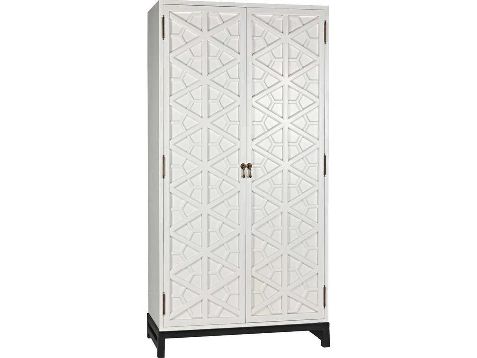 Maharadscha Solid White Mahogany Wood Hutch with Matte Black Base