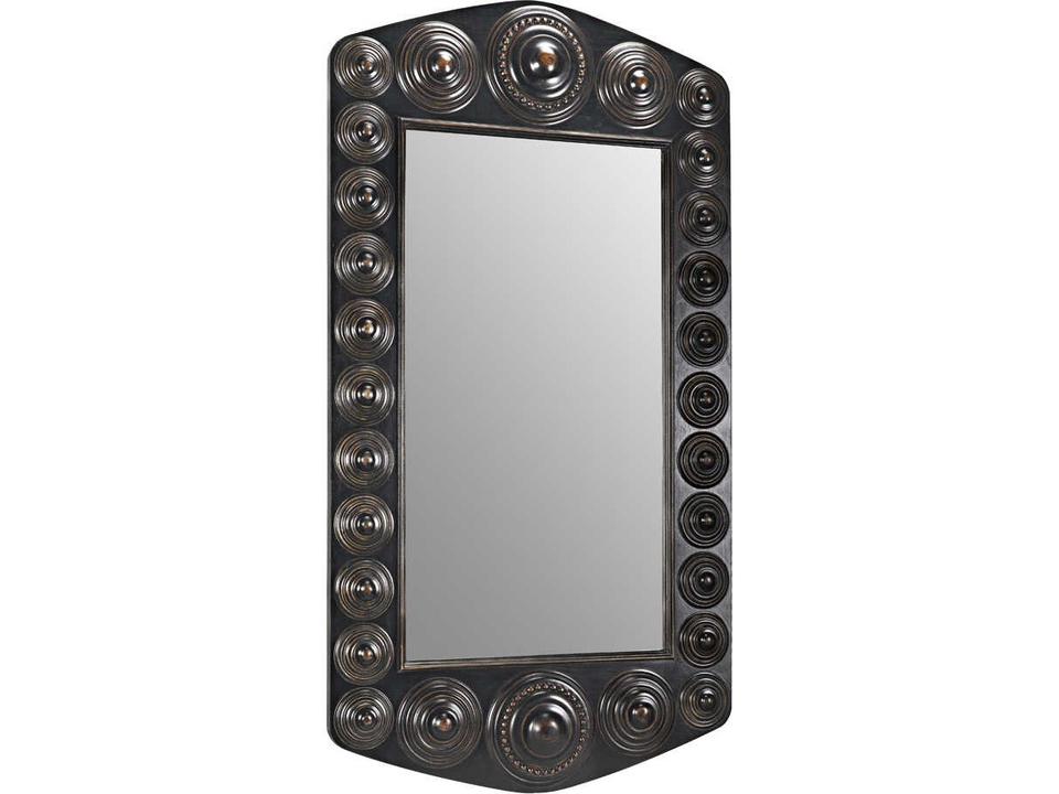 Nanna Hand Rubbed Black Rectangular Wall Mirror with Light Brown Trim