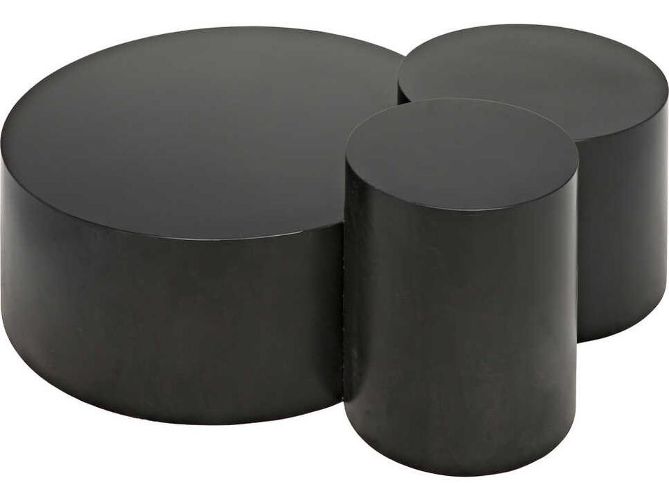 Ella Multi-Top Round Coffee Table in Matte Black Steel