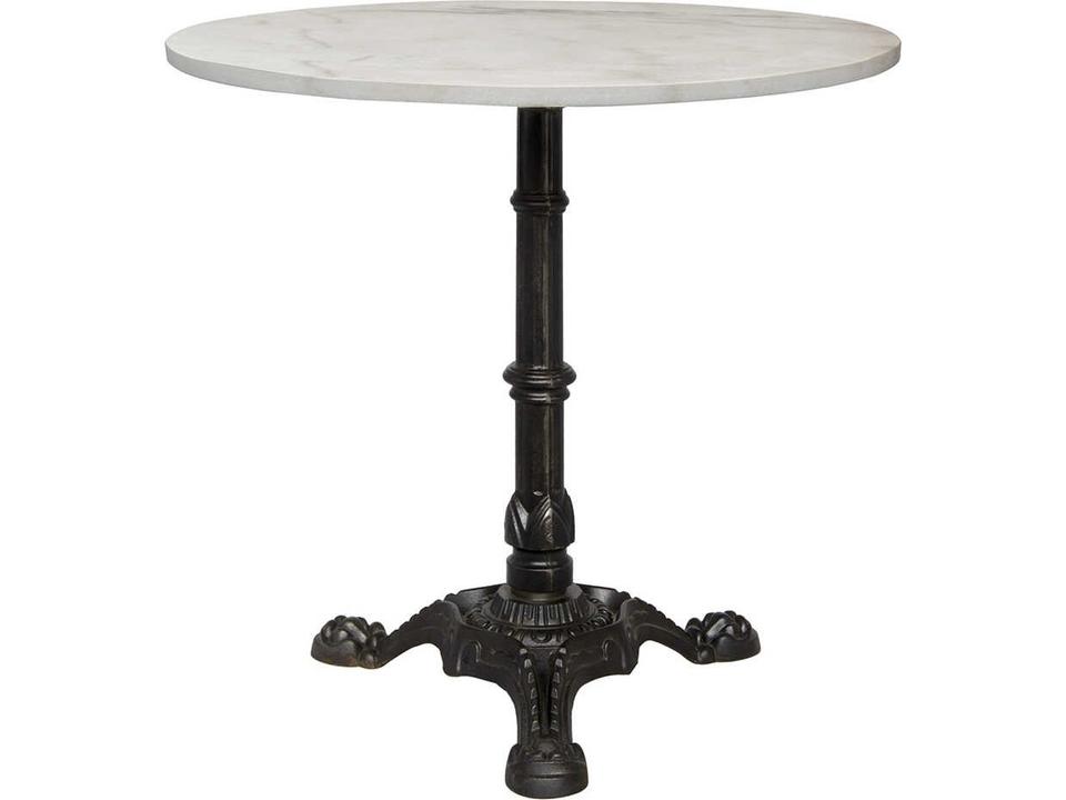 Theresia Round Stone End Table in Matte Black