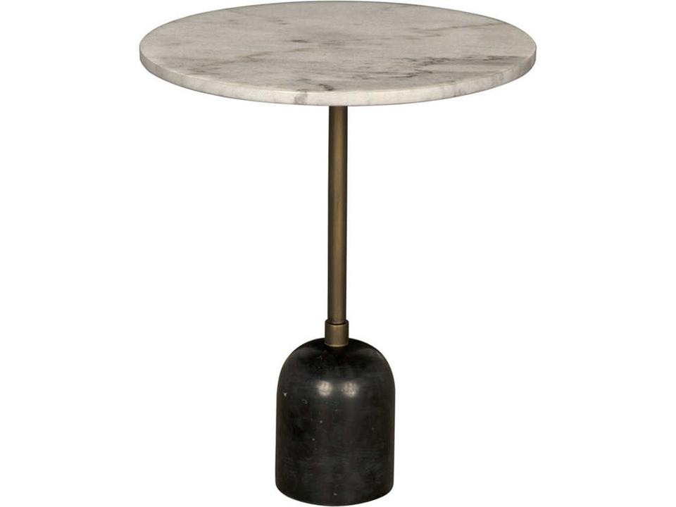 Shantu Round End Table with Marble Top and Aged Brass Base