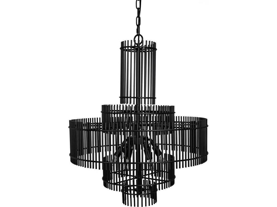 Ghost 6-Light Matte Black Chandelier with Frosted Glass