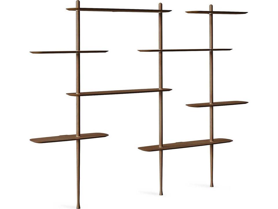 Axis 3-Axis Modular Shelving System in Walnut and Brass by Andrés Martínez