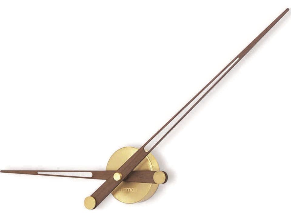 Axioma Wall Clock in Polished Brass and Walnut by Jose Maria Reina