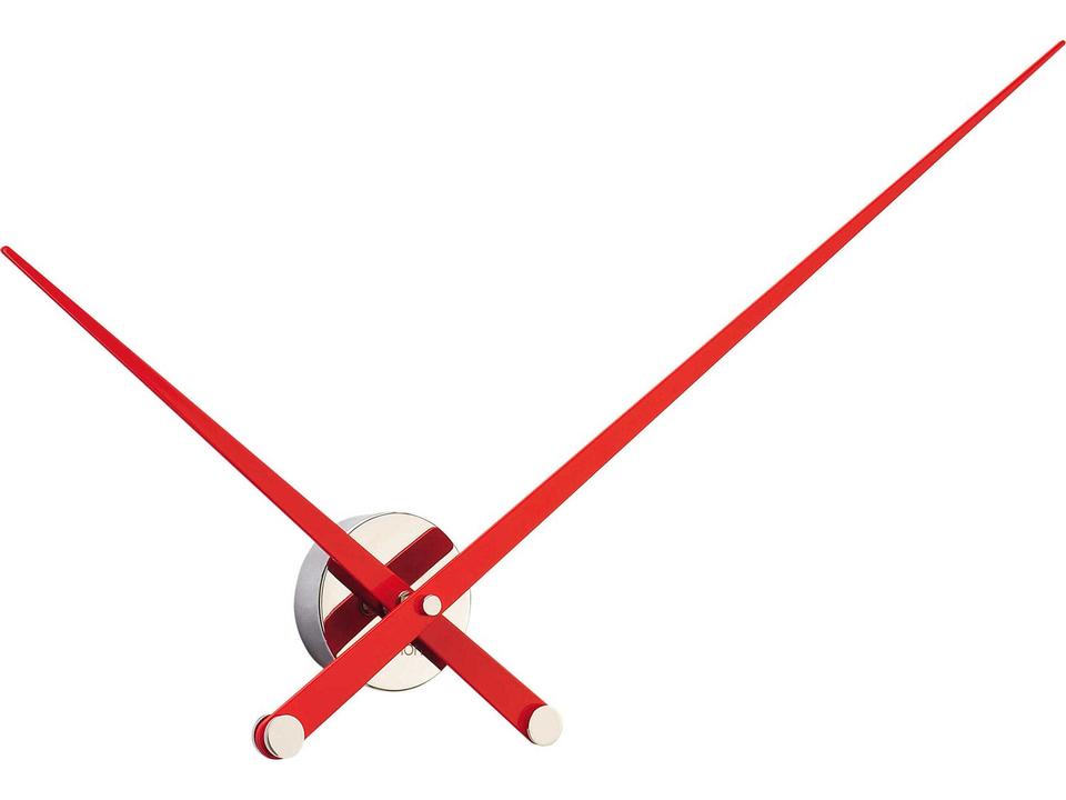 Axioma Wall Clock in Chrome with Red Lacquered Walnut Hands by Jose Maria Reina