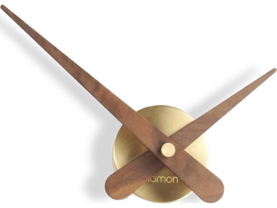 Axioma Mini Wall Clock in Polished Brass and Walnut