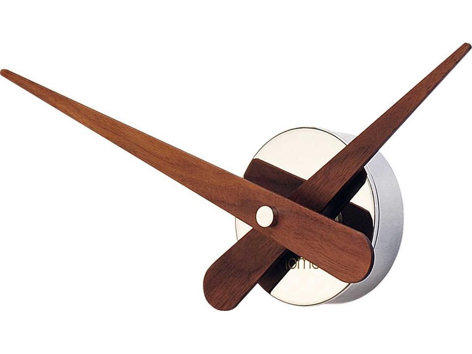 Axioma Mini Wall Clock in Chrome with Walnut Hands