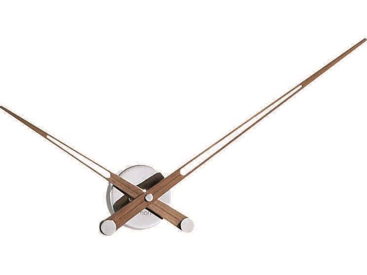 Axioma Wall Clock in Chrome with Walnut Hands by Jose Maria Reina