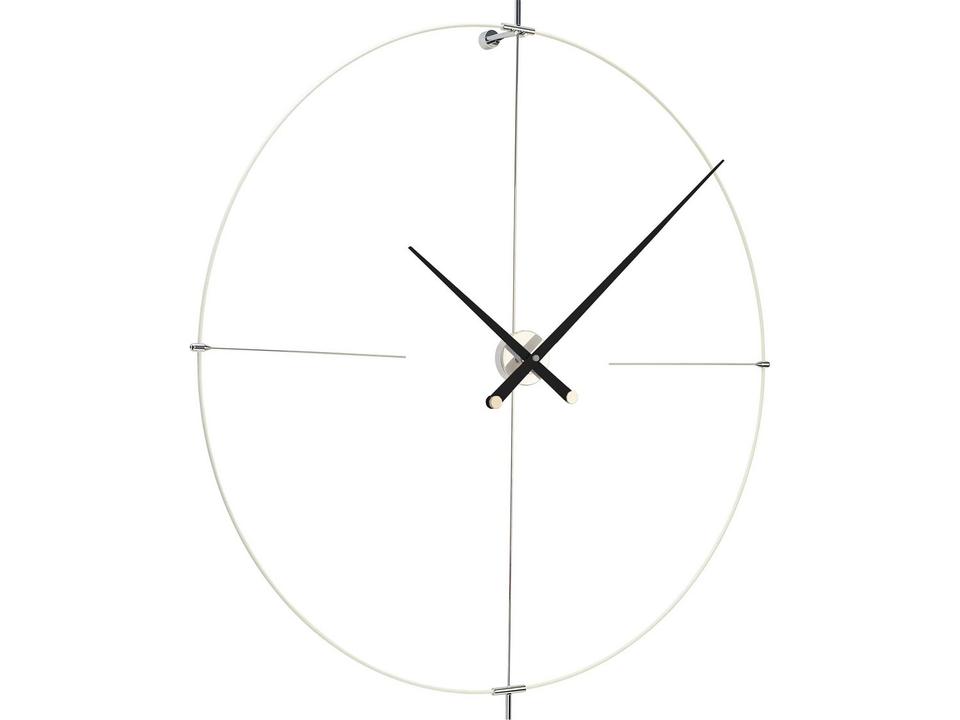 Bilbao Wall Clock in White Fiberglass with Black Walnut Hands and Chrome Box by José María Reina