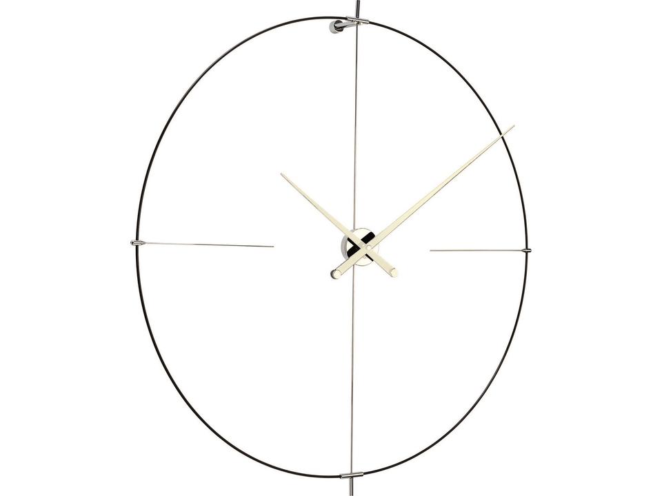 Bilbao Wall Clock Black Fiberglass and White Lacquered Walnut Hands by José María Reina