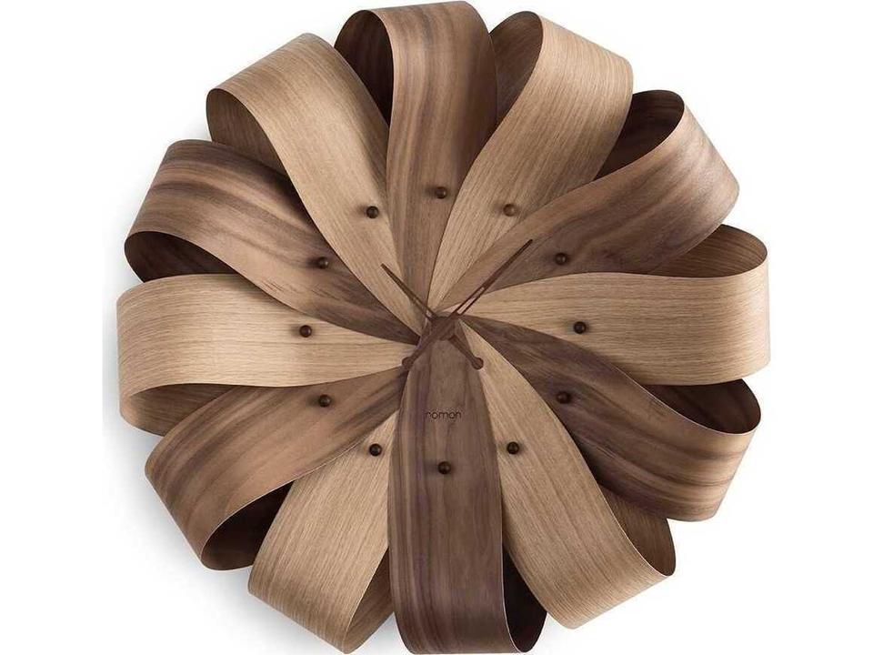 Brisa Mixto Walnut Oak Wall Clock with Brass Hands