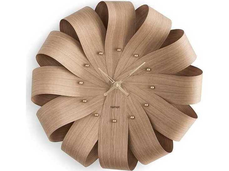 Brisa Oak Wall Clock with Polished Brass Hands and Silent Quartz Movement 20.5 Inch