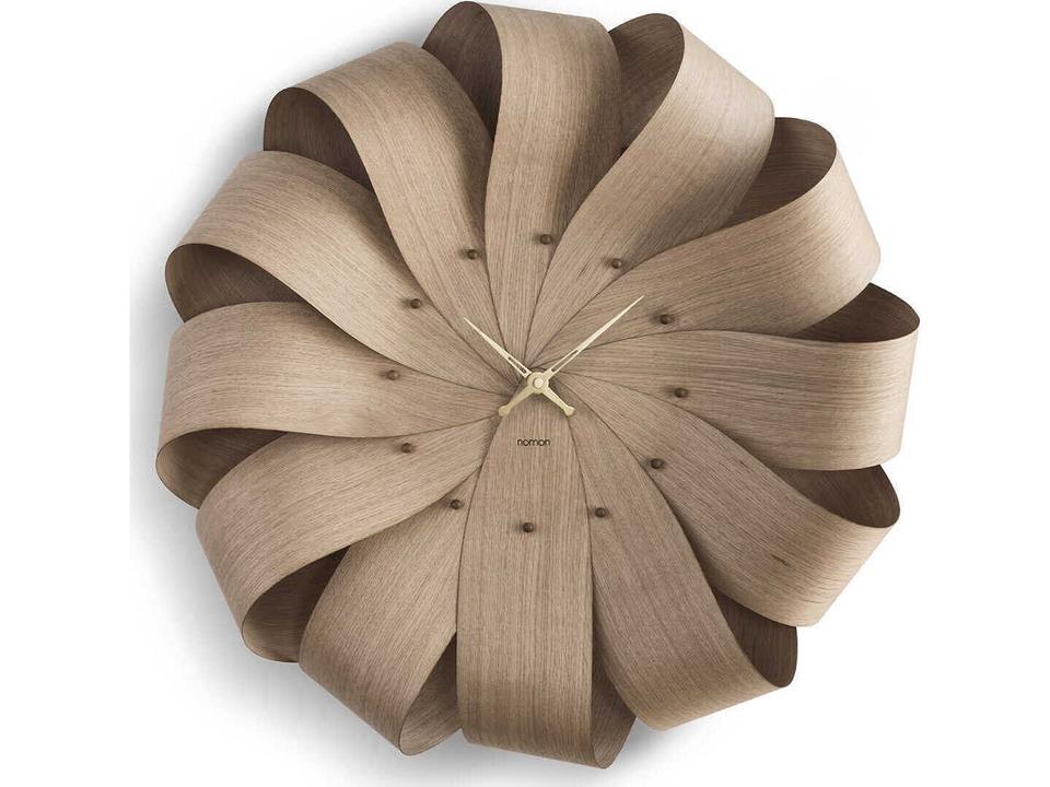 Brisa XL Oak and Polished Brass Wall Clock by Andrés Martínez
