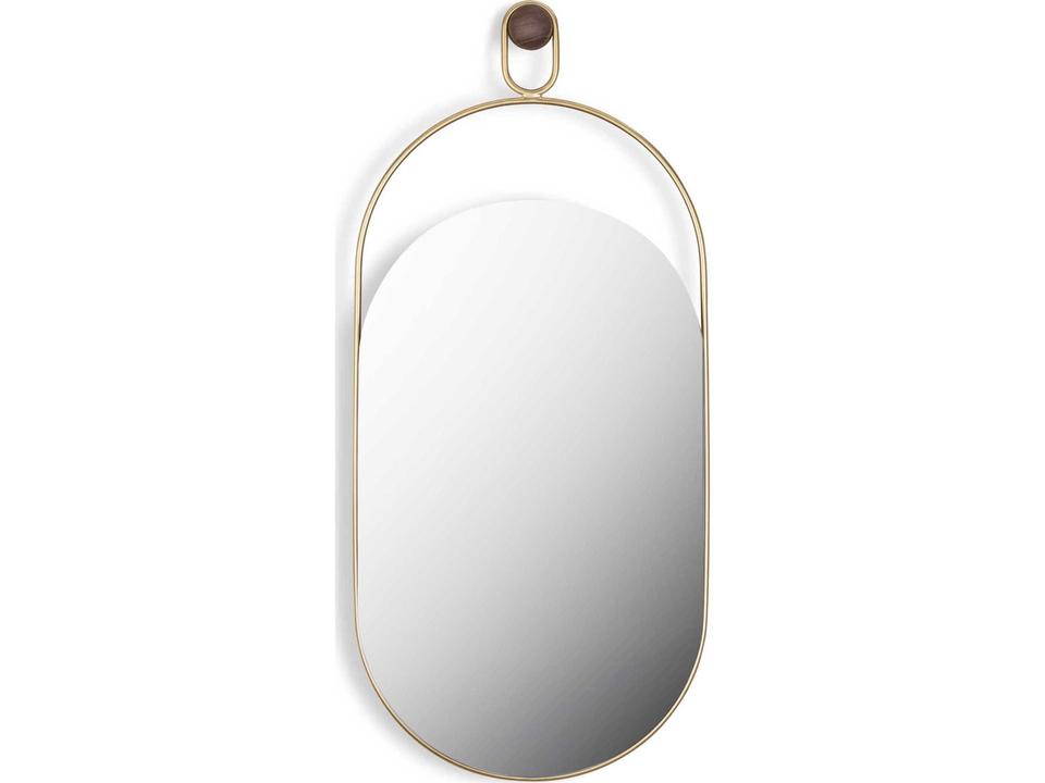 Espejo Eslabon Walnut Gold Oval Wall Mirror by Andres Martinez