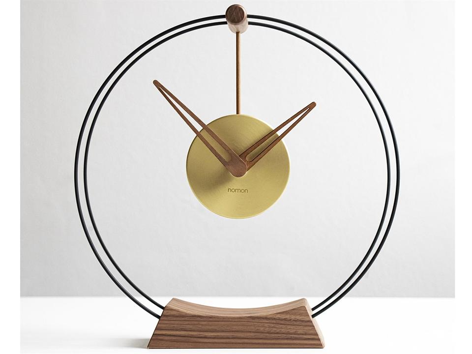 Aire Mini Black Fiberglass and Walnut Table Clock