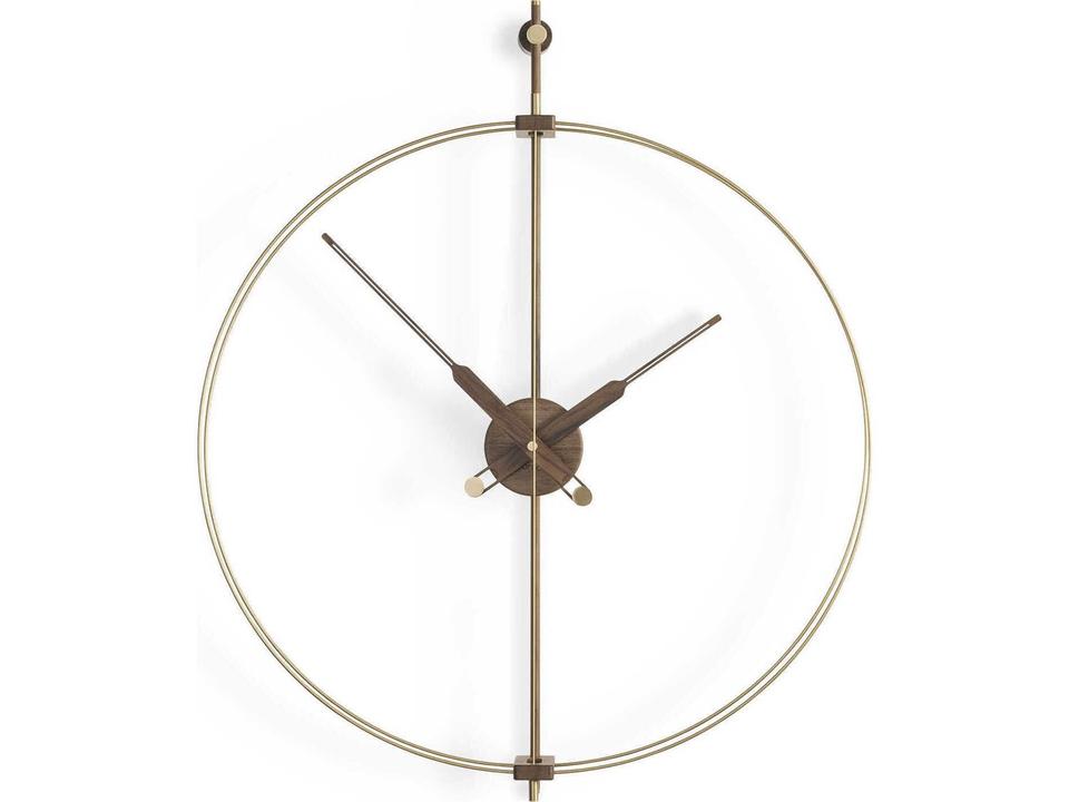Mini Barcelona Premium Wall Clock in Brass Walnut and Fiberglass by Jose Maria Reina