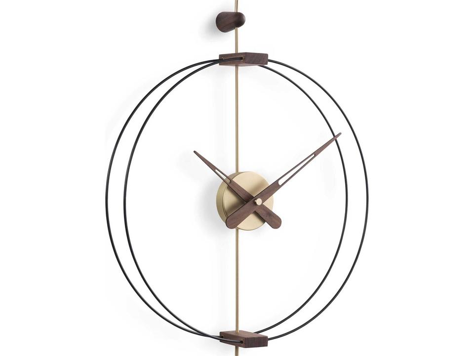 Micro Barcelona Wall Clock with Black Fiberglass and Polished Brass