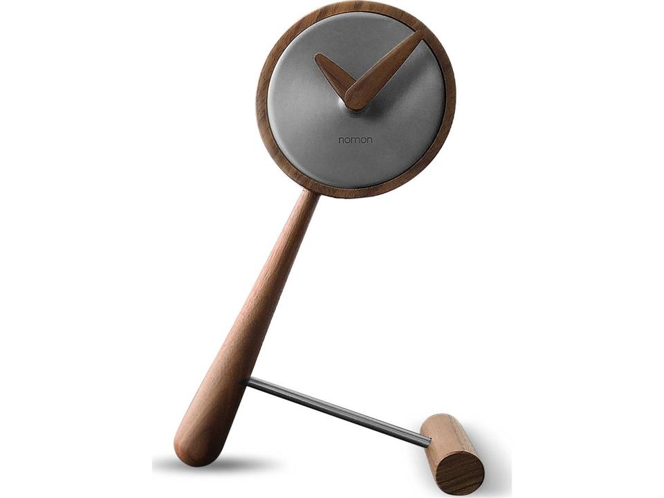 Mini Puntero Table Clock in Walnut Wood and Graphite Steel by José María Reina