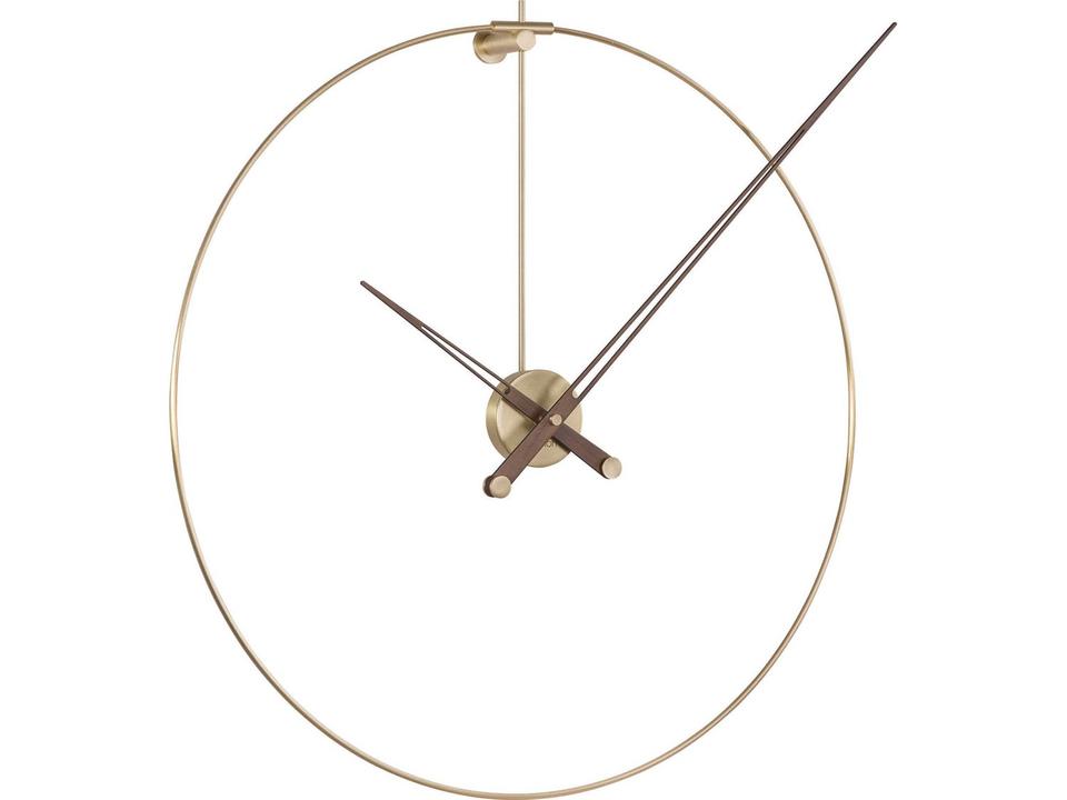 Anda Polished Brass Walnut Wall Clock Minimalist Design