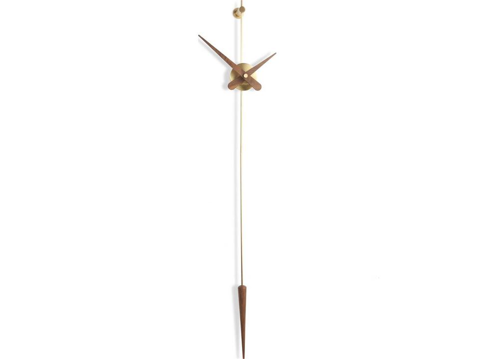 Punto Y Coma Wall Clock with Polished Brass and Walnut Wood