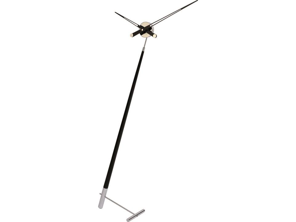 Pisa Chrome Black Standing Clock with Walnut Wood and German UTS Quartz Mechanism