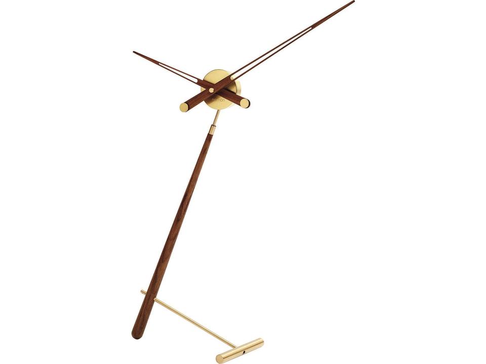 Puntero Polished Brass Walnut Table Clock by Jose Maria Reina