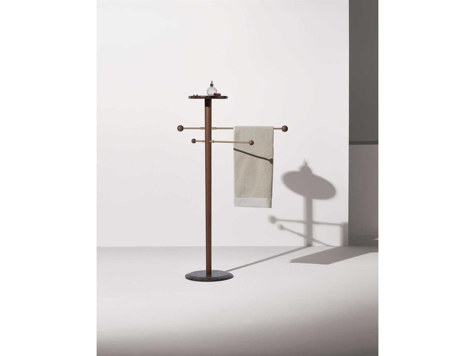Toallero Towel Rack in Walnut Emperador Marble and Polished Brass by Andrés Martínez