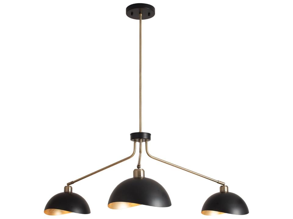 Luna Bella 3-Light Chandelier in Weathered Brass and Matte Black with Gold Leaf Interiors