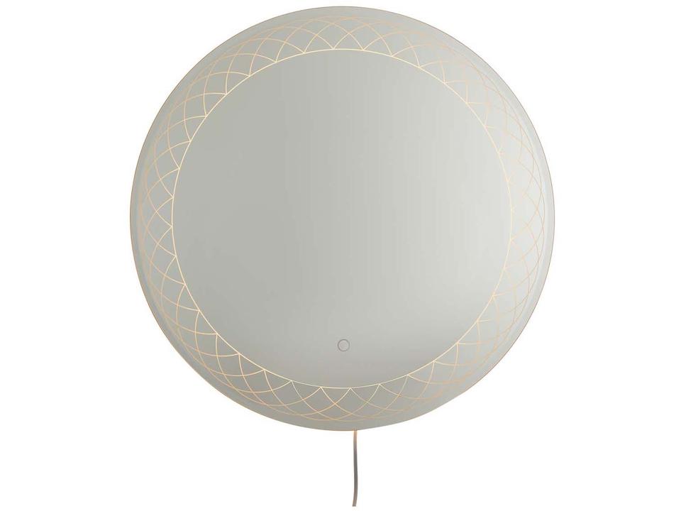 Interlace Round Backlit LED Wall Mirror in Chrome with Lace Etching