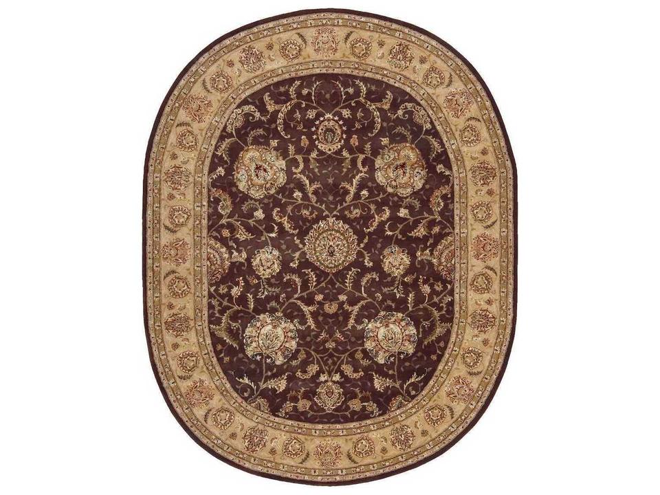 2000 7'6" x 9'6" Oval Bordered Area Rug in Brown