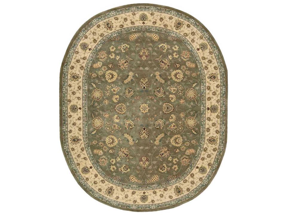 2000 Collection 7'6" x 9'6" Oval Olive Traditional Area Rug