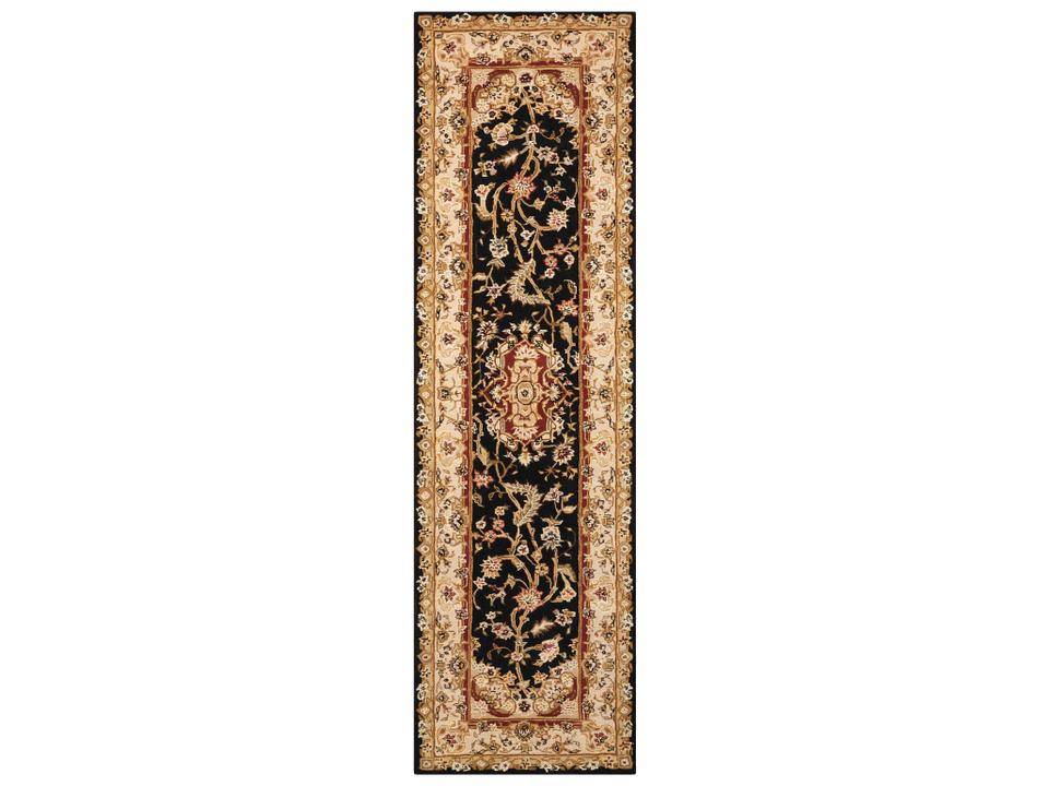 2000 Collection 2028 Black Wool and Silk Runner Rug