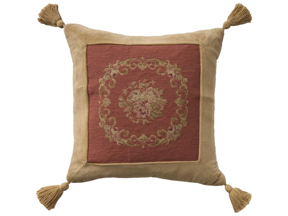 Mina Victory Vintage Floral Center Square Throw Pillow in Rust