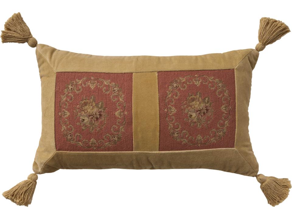 Mina Victory Vintage Floral Panels 12x22 Coral Lumbar Pillow
