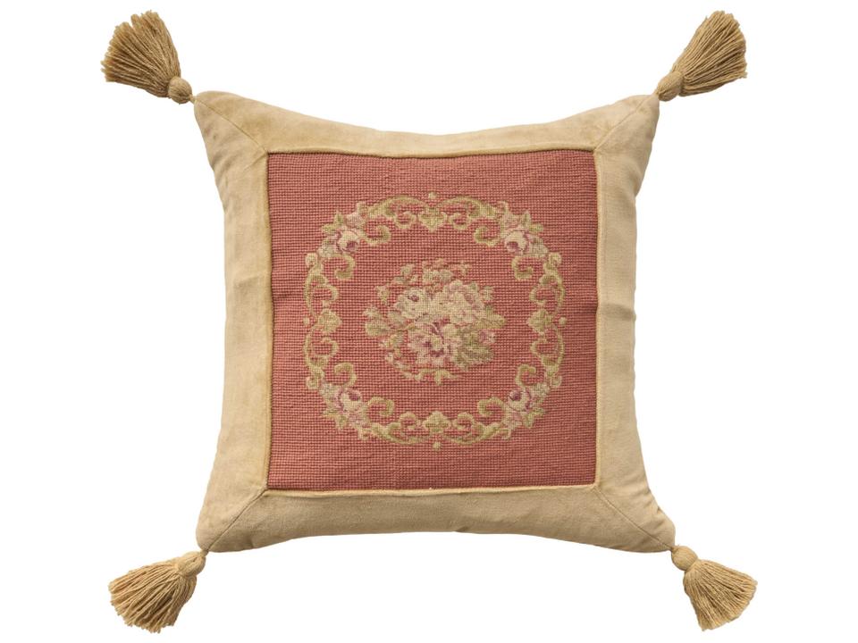 Mina Victory Vintage Floral Center Coral Square Throw Pillow